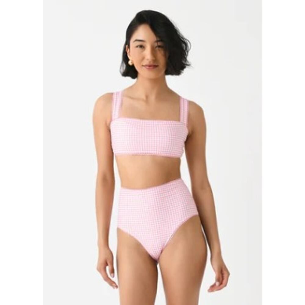 Minnow Purple Gingham High Rise Bikini Bottoms Women’s Size M